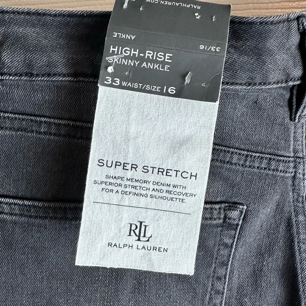 Lauren Ralph Lauren Faded Black High Rise Skinny  Stretch Jeans Size 16 33 Waist